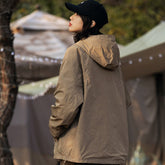 Unisex Jacket Retro Nylon Hooded Jacket Men's and Women's Mechanical Style Jacket Coat